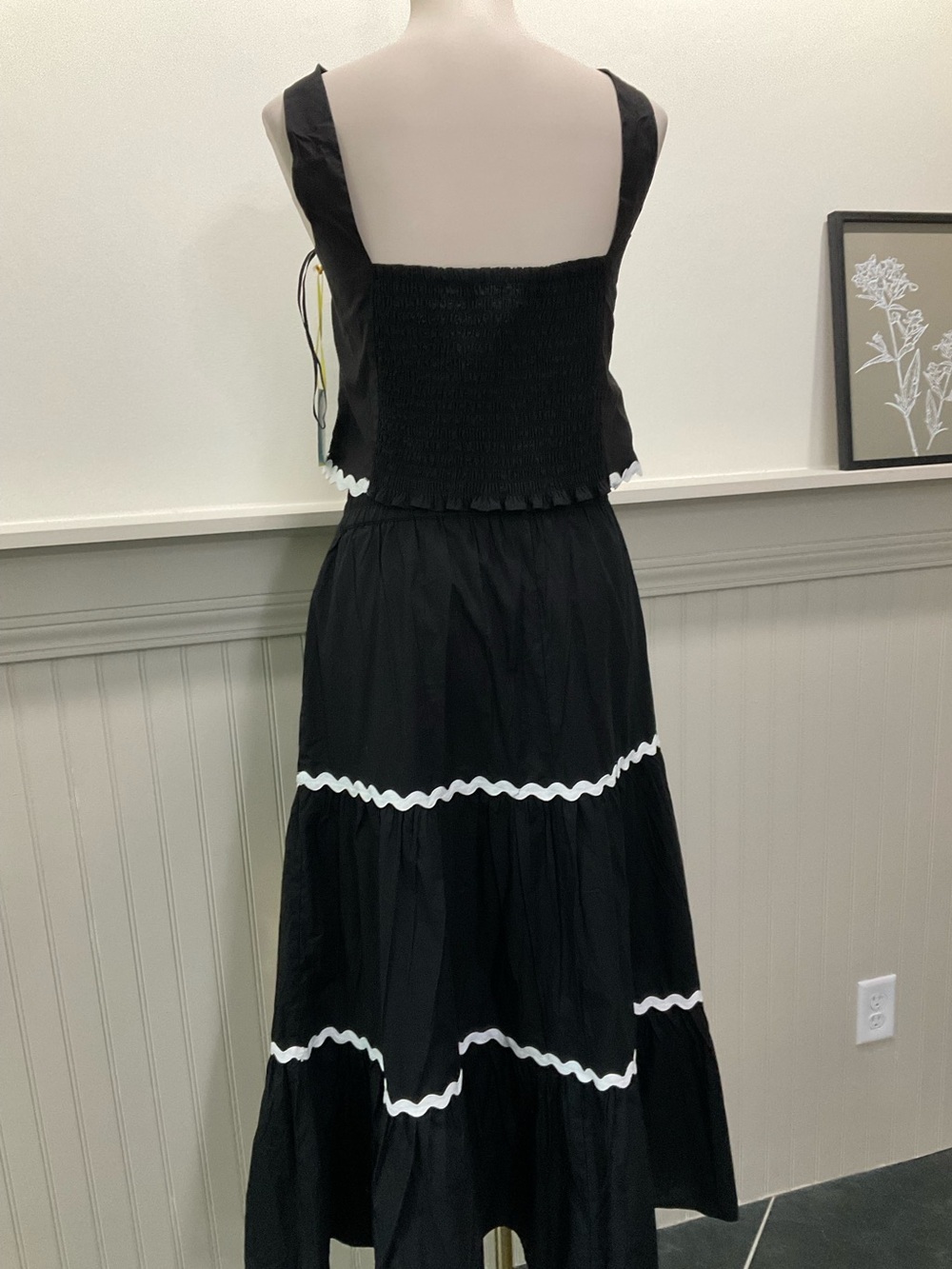 CeCe Cotton Tiered Maxi Skirt Set Large Matching Tank Drawstring Pockets - Picture 8 of 9